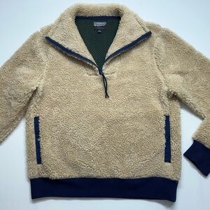 J. Crew Nordic Sherpa Fleece Half Zip Pullover Mens Size Medium Beige Deep Pile